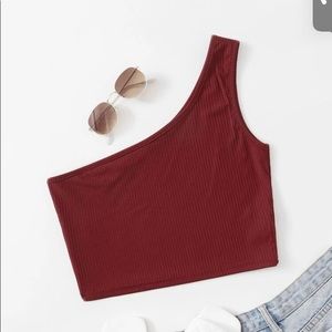Burgundy off shoulder crop top